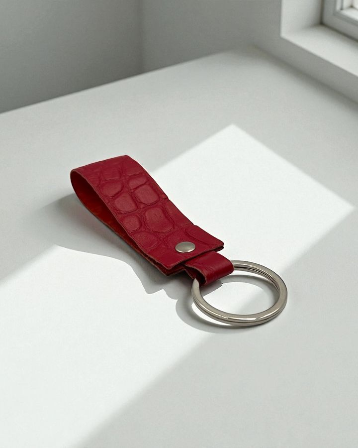 Брелок из натуральной итальянской кожи (красный) SO-102 фото
