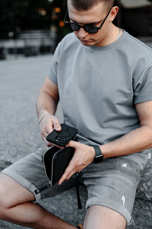 Гаманець чоловічий SKILL клатч із натуральної шкіри чорний SL030-1 фото