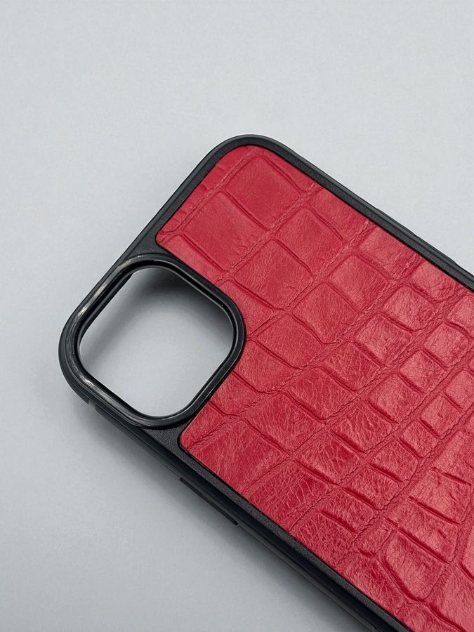 Чехол для iPhone из натуральной итальянской кожи красный SO-002 фото