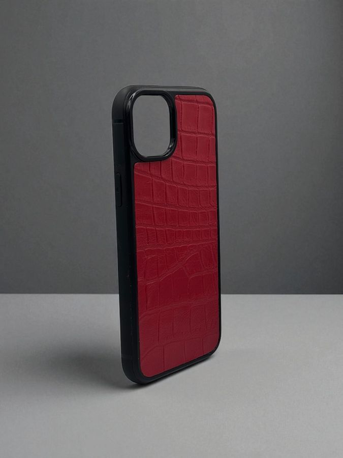 Чехол для iPhone из натуральной итальянской кожи красный SO-002 фото
