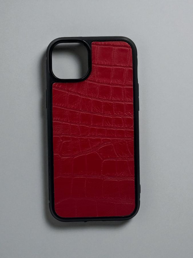 Чехол для iPhone из натуральной итальянской кожи красный SO-002 фото