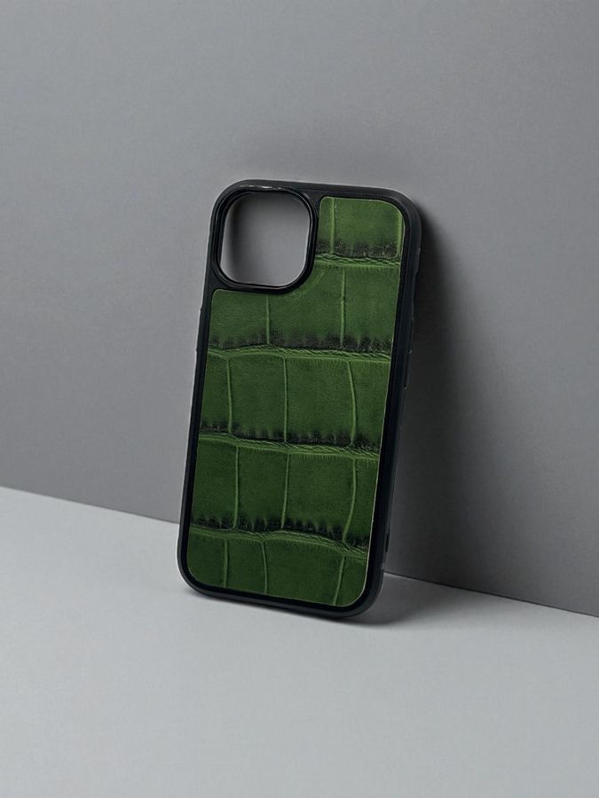 Чехол для iPhone из натуральной итальянской кожи зеленый SO-004 фото