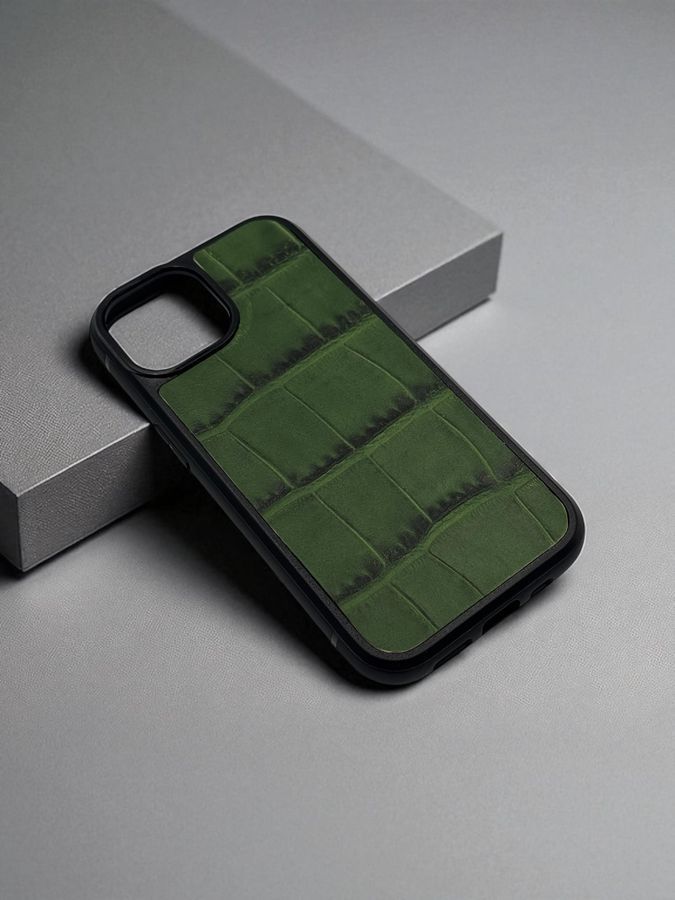 Чехол для iPhone из натуральной итальянской кожи зеленый SO-004 фото
