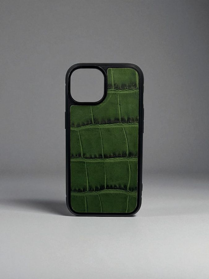 Чехол для iPhone из натуральной итальянской кожи зеленый SO-004 фото