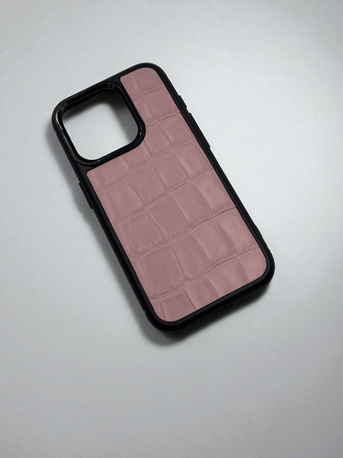 Чехол для iPhone из натуральной итальянской кожи розовый SO-005 фото