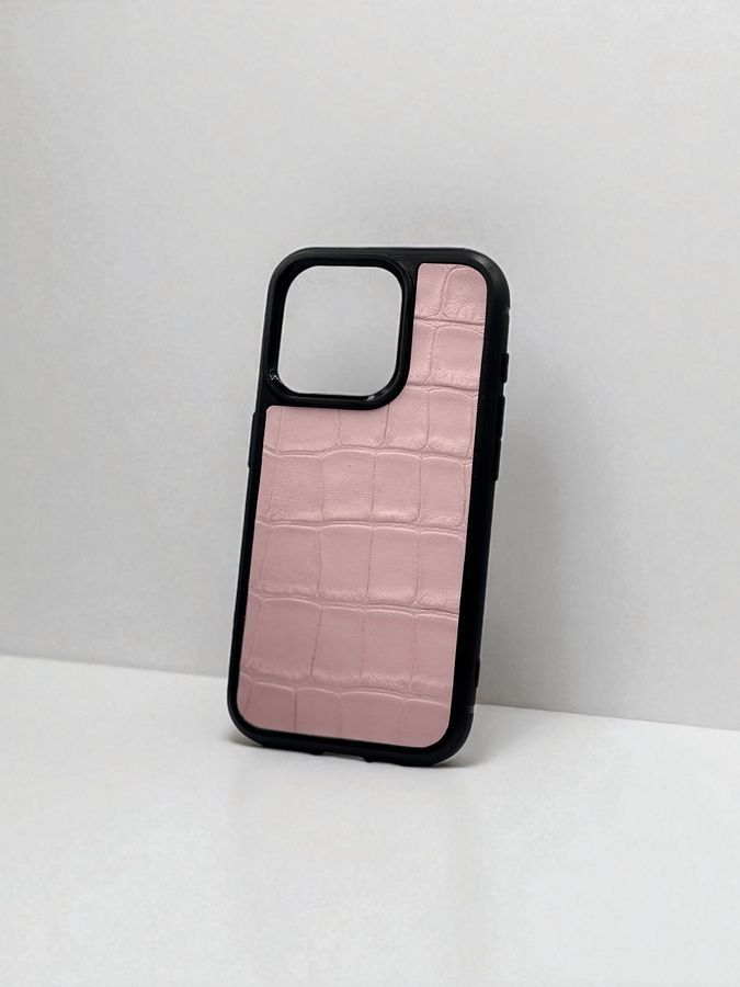 Чехол для iPhone из натуральной итальянской кожи розовый SO-005 фото