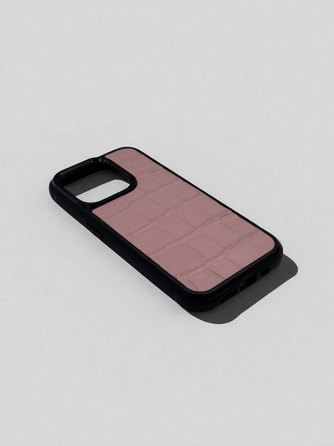 Чехол для iPhone из натуральной итальянской кожи розовый SO-005 фото