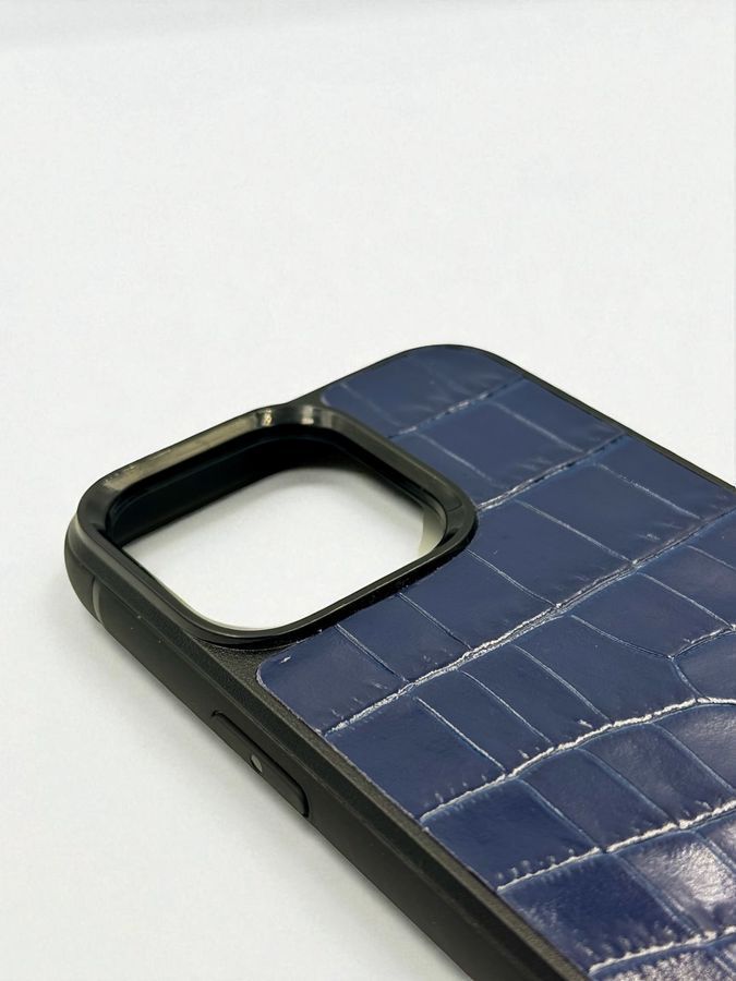 Чохол для iPhone з натуральної італійської шкіри синій SO-007 фото