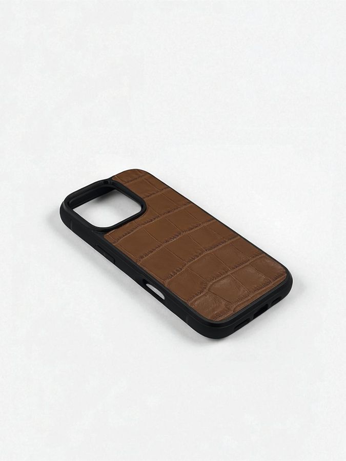 Чехол для iPhone из натуральной итальянской кожи коричневый SO-008 фото