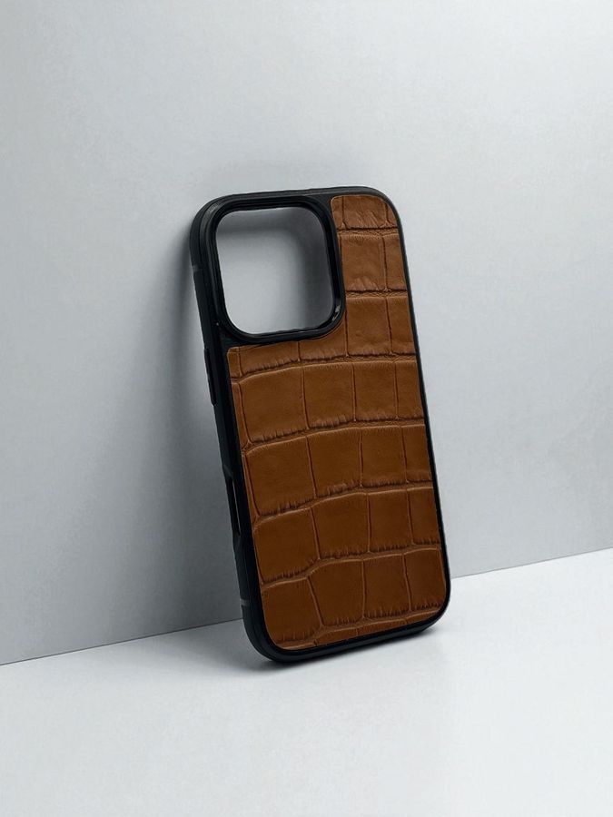 Чехол для iPhone из натуральной итальянской кожи коричневый SO-008 фото