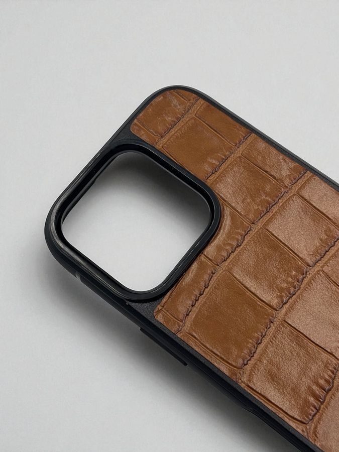 Чехол для iPhone из натуральной итальянской кожи коричневый SO-008 фото