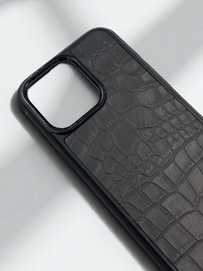 Чехол для iPhone из натуральной итальянской кожи серый SO-010 фото