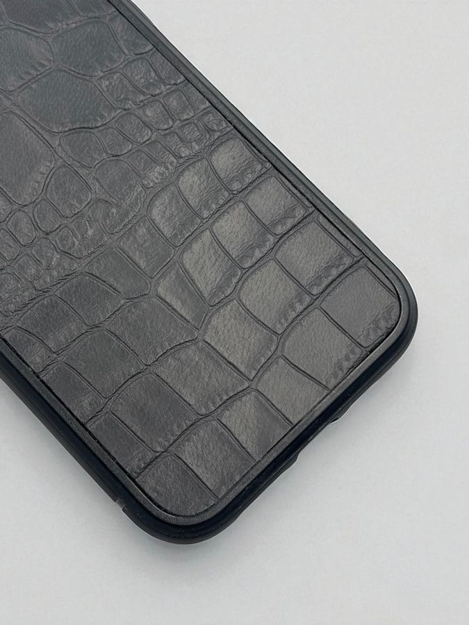 Чехол для iPhone из натуральной итальянской кожи серый SO-010 фото