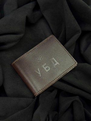 Обложка на удостоверение УБД из натуральной гладкой кожи (коричневый) SR010-1 фото