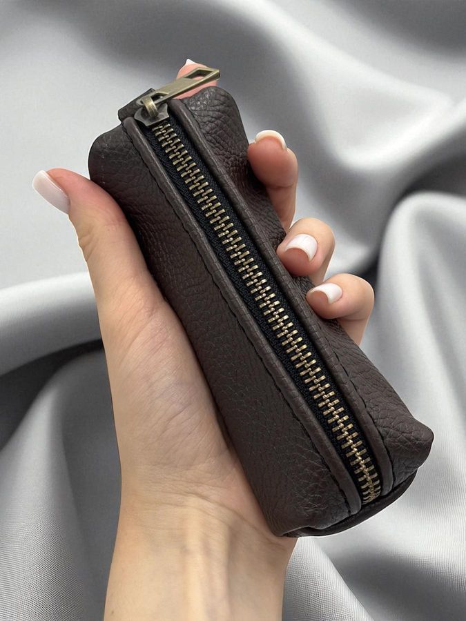 Ключниця з натуральної зернистої шкіри MAXI (коричнева) SKL-044 фото