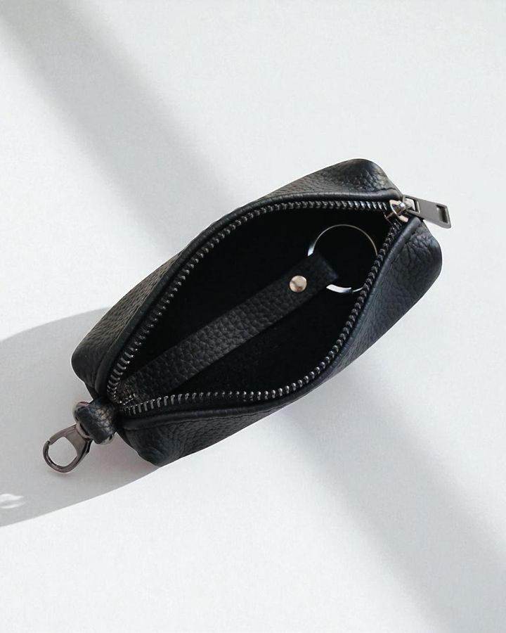 Ключниця з натуральної зернистої шкіри MAXI (чорна) SKL-032 фото