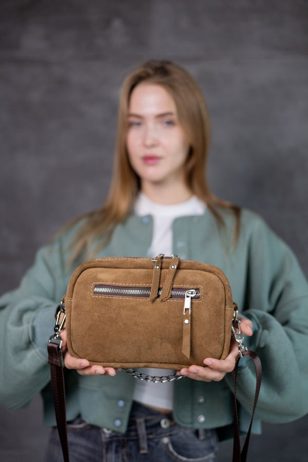 Женская сумка кросс-боди из натуральной замши SKILL капучино SW110-4 фото