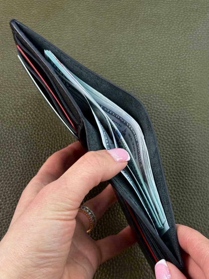 Чоловічий гаманець-біфолд РУЧНОЇ РОБОТИ з натуральної шкіри Sandal чорний SG003 фото